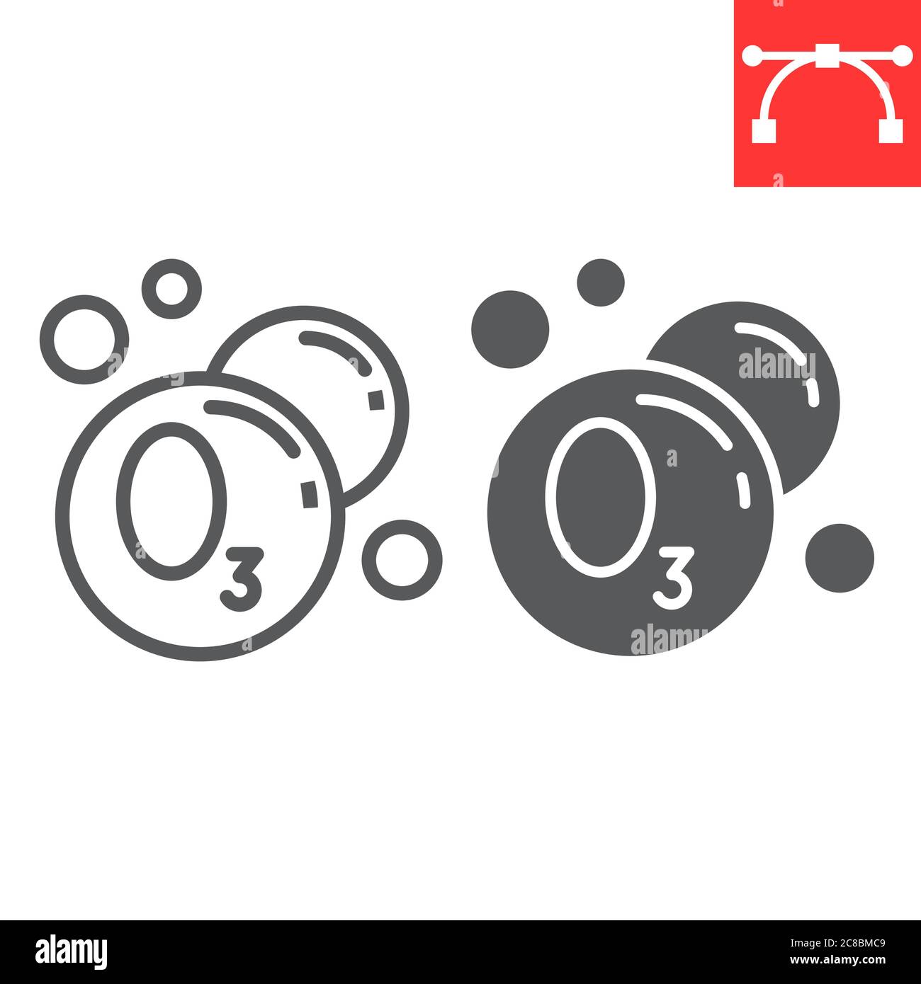 Icona di pulizia e glifo, lavaggio a secco, grafica vettoriale con segni di ozono, icona lineare con tratto modificabile, eps 10. Illustrazione Vettoriale