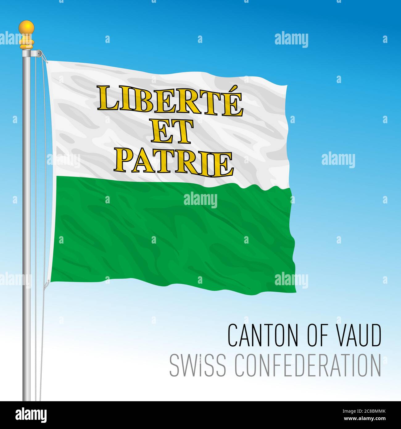 Cantone di Vaud, bandiera ufficiale, Svizzera, paese europeo, illustrazione vettoriale Illustrazione Vettoriale