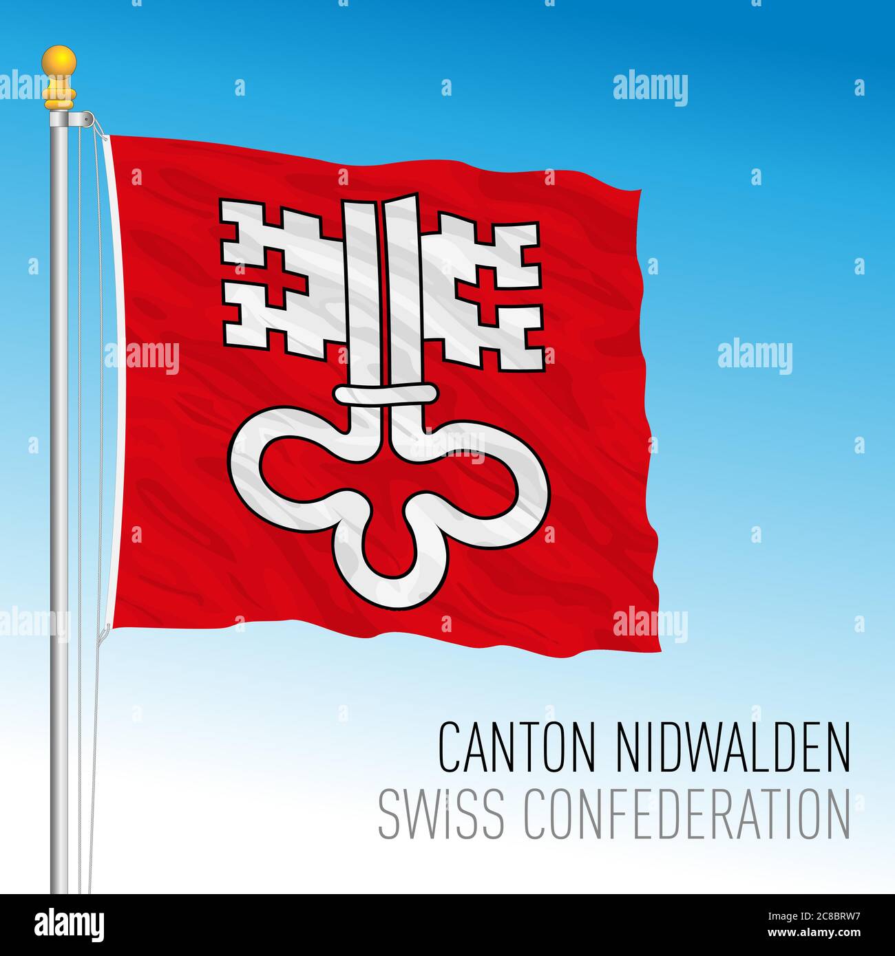 Cantone di Nidvaldo, bandiera ufficiale, Svizzera, paese europeo, illustrazione vettoriale Illustrazione Vettoriale