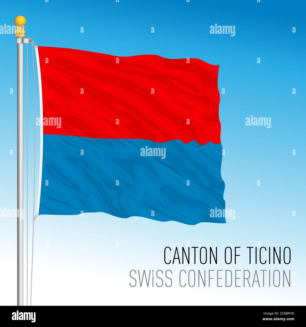 Cantone Ticino, bandiera ufficiale, Svizzera, paese europeo, illustrazione vettoriale Illustrazione Vettoriale