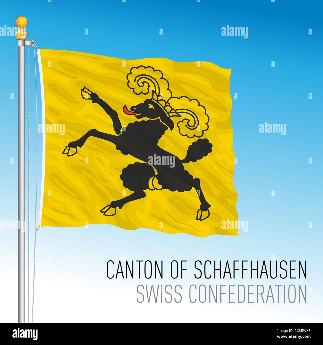 Cantone di Sciaffusa, bandiera ufficiale, Svizzera, paese europeo, illustrazione vettoriale Illustrazione Vettoriale