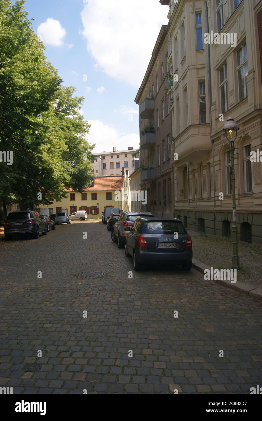 Blick auf Hausnummer 14 der Straße Plantage des Ortsteils Stresow a Berlino-Spandau Foto Stock