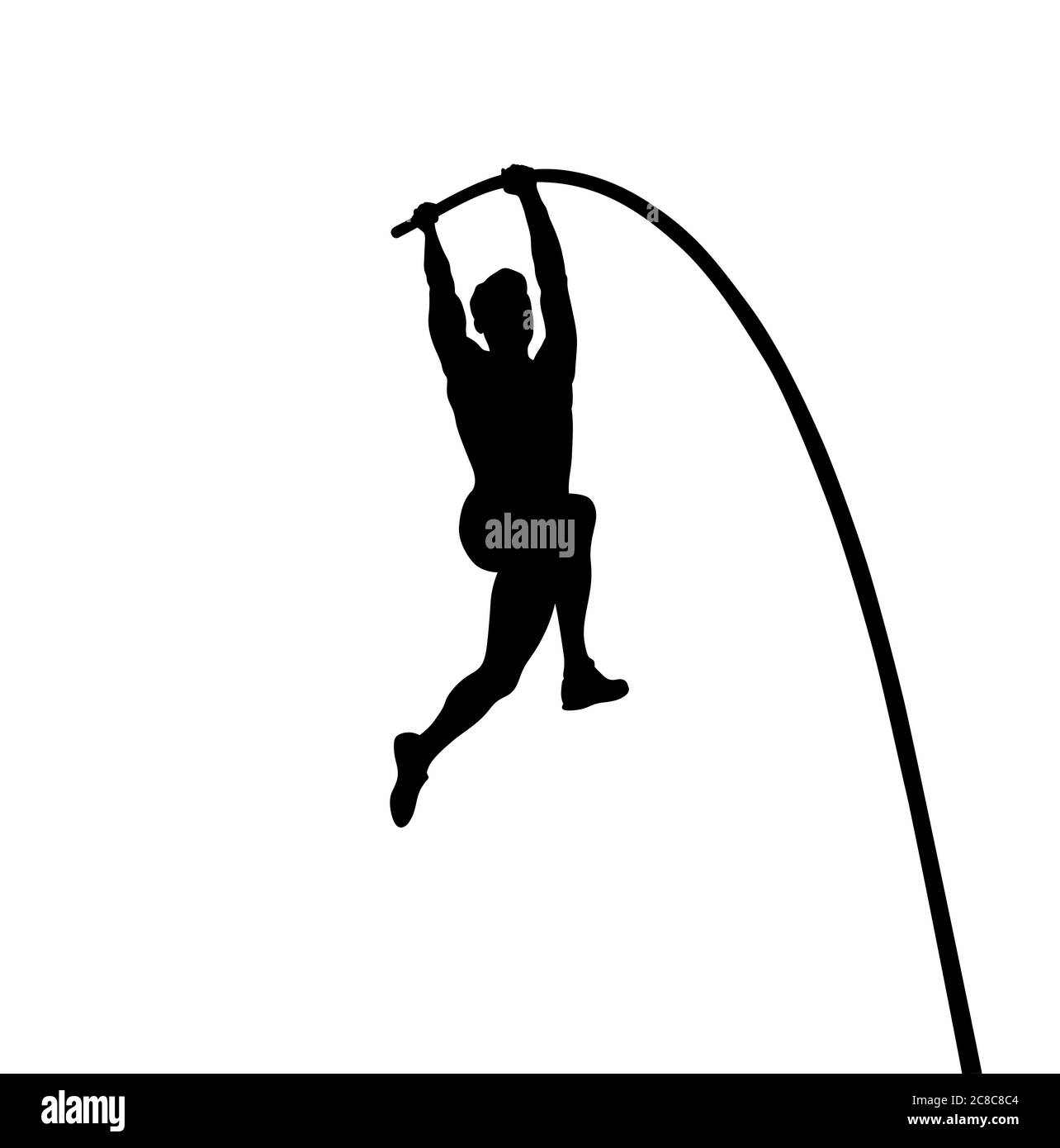 pole vault è un evento su pista e sul campo. atleta uomo silhouette nera Foto Stock