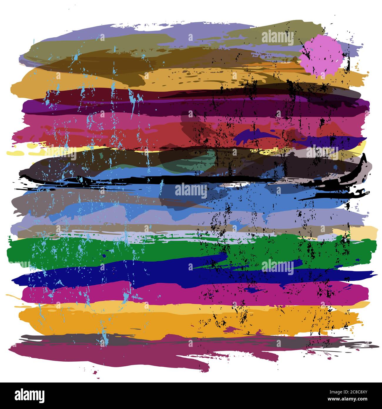 composizione astratta dello sfondo, con coloratissimi tratti di vernice e schizzi Illustrazione Vettoriale