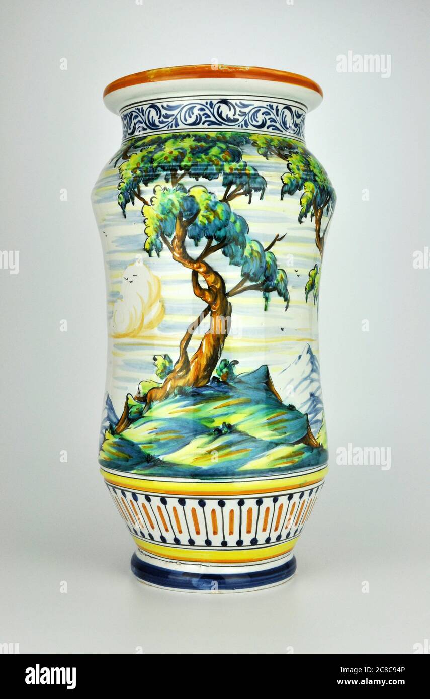 MAVE Talavera de la Reina Spagnolo maiolica Vizcaya Biscay Albarello Ceramica Foto Stock