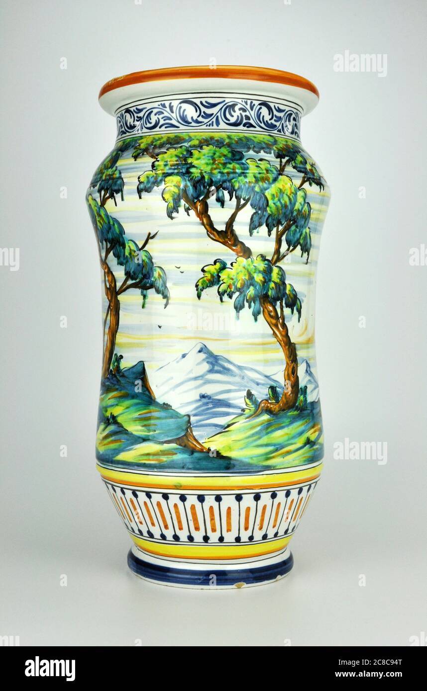 MAVE Talavera de la Reina Spagnolo maiolica Vizcaya Biscay Albarello Ceramica Foto Stock