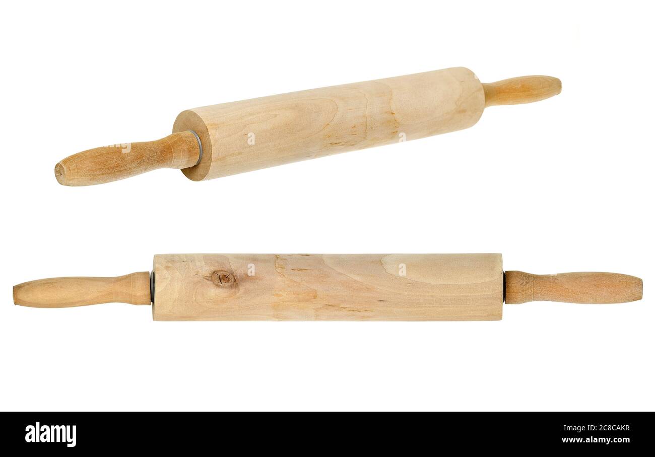 perno di rotolamento isolato su bianco Foto Stock