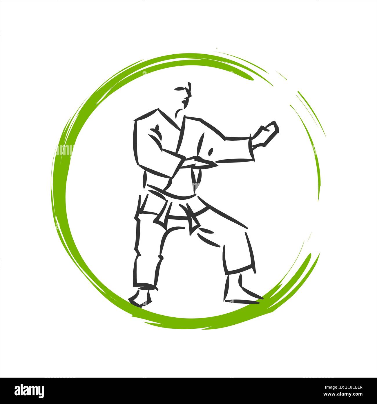 disegno vettoriale personalizzato del logo delle arti marziali per karate, judo, taekwondo, ecc. Illustrazione Vettoriale