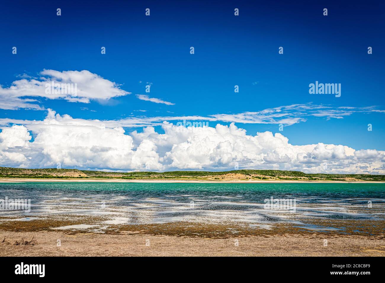 La spiaggia del lago Amistad nell'area ricreativa nazionale di Amistad vicino al del Rio, Texas. Foto Stock