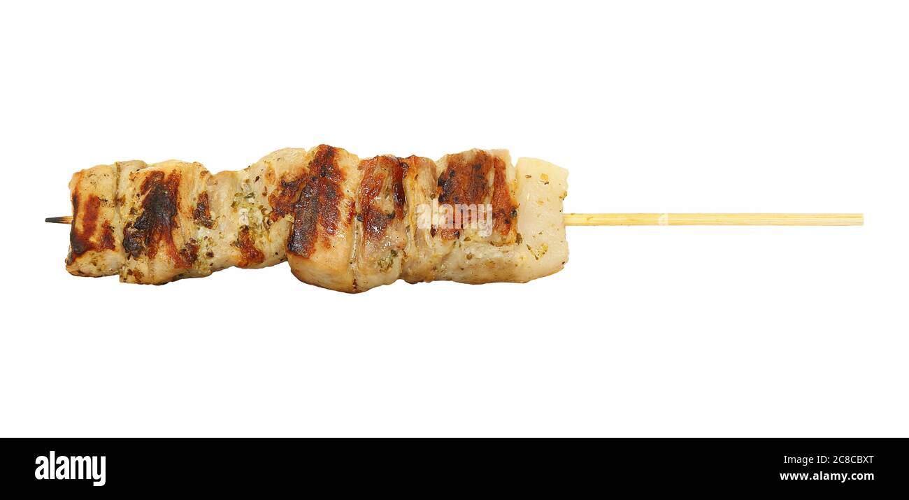 souvlaki isolato su bianco Foto Stock