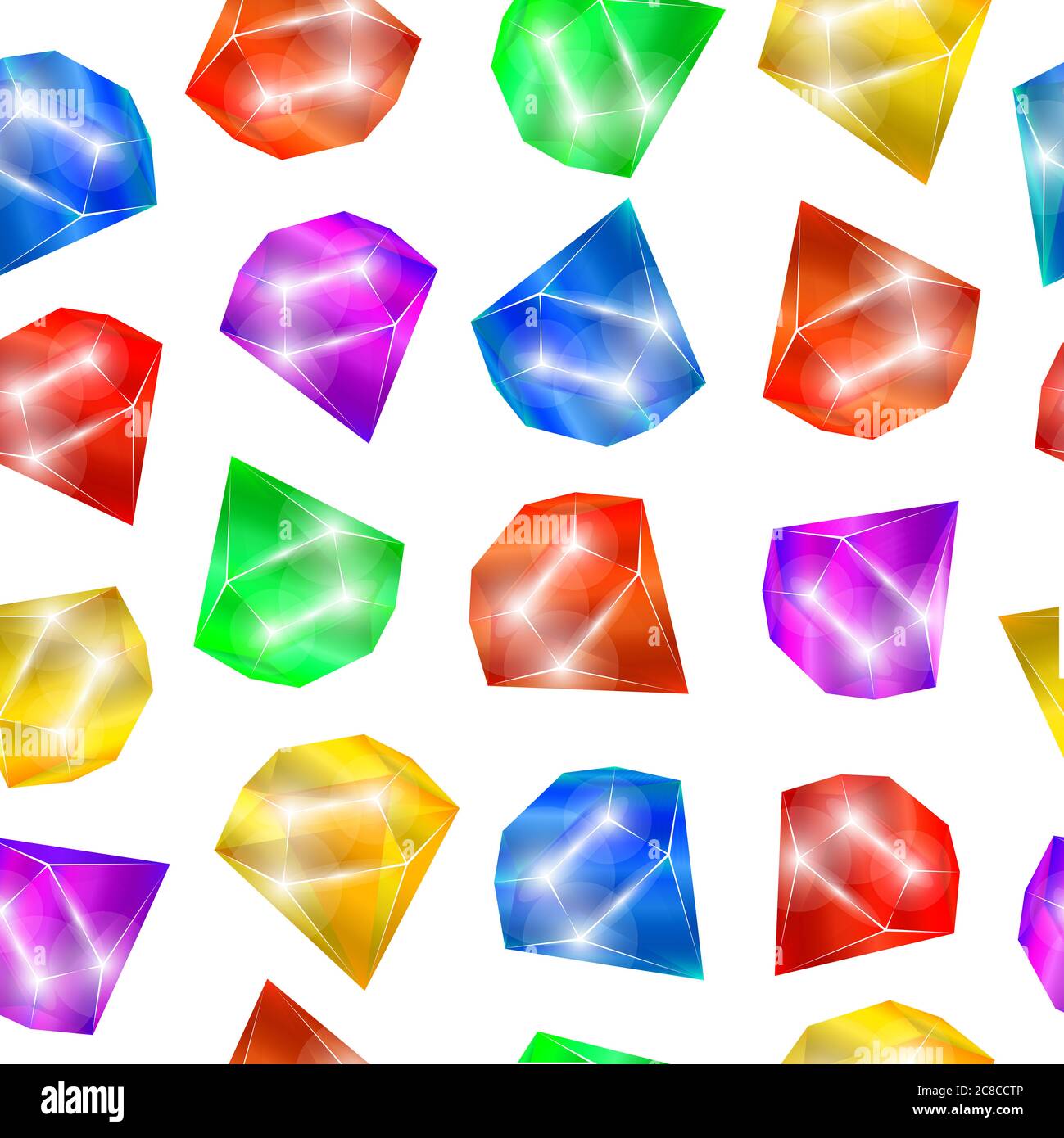 Motivo senza cuciture con gemme, diamanti, cristalli. Stile di lusso per il design. Illustrazione raster. Foto Stock