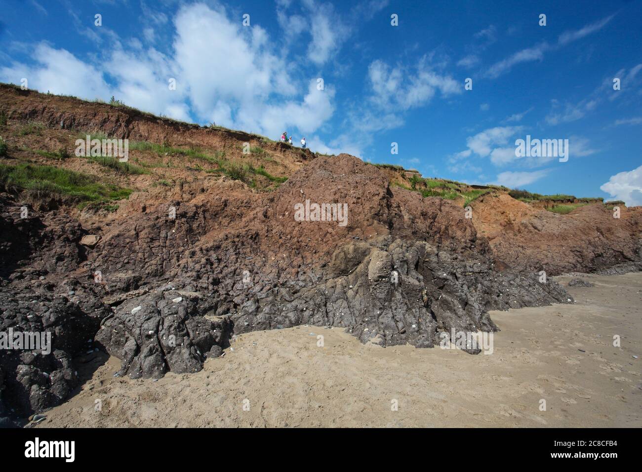 Immagini di erosione costiera e insediamenti lungo la costa dell'East Riding dello Yorkshire da Aldbrough verso sud fino alla punta di testa di ritorno. Foto Stock