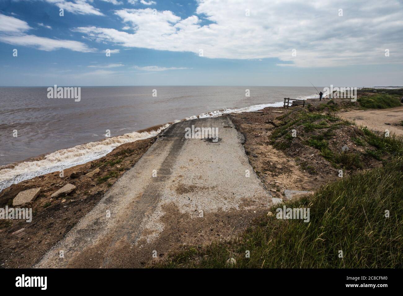 Immagini di erosione costiera e insediamenti lungo la costa dell'East Riding dello Yorkshire da Aldbrough verso sud fino alla punta di testa di ritorno. Foto Stock