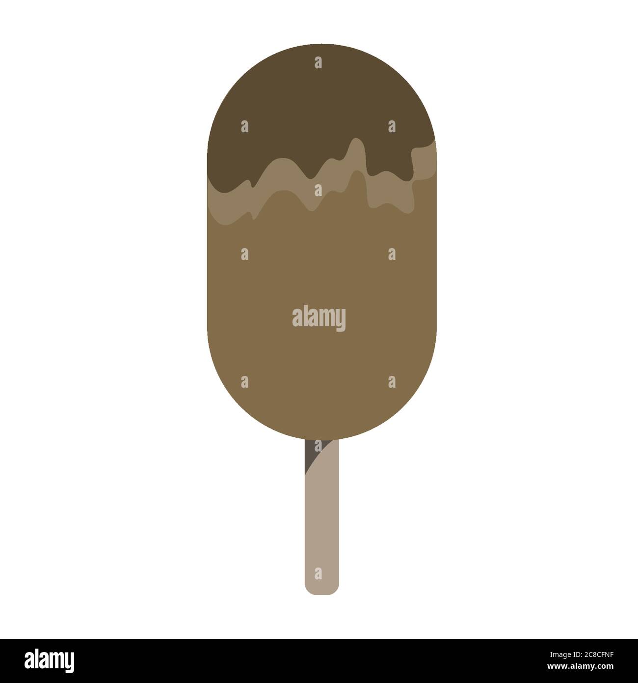 Icona gelato al cioccolato. Cioccolato gelato lolly fusione illustrazione isolato su sfondo bianco Illustrazione Vettoriale