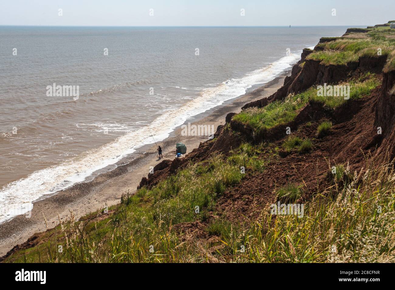 Immagini di erosione costiera e insediamenti lungo la costa dell'East Riding dello Yorkshire da Aldbrough verso sud fino alla punta di testa di ritorno. Foto Stock