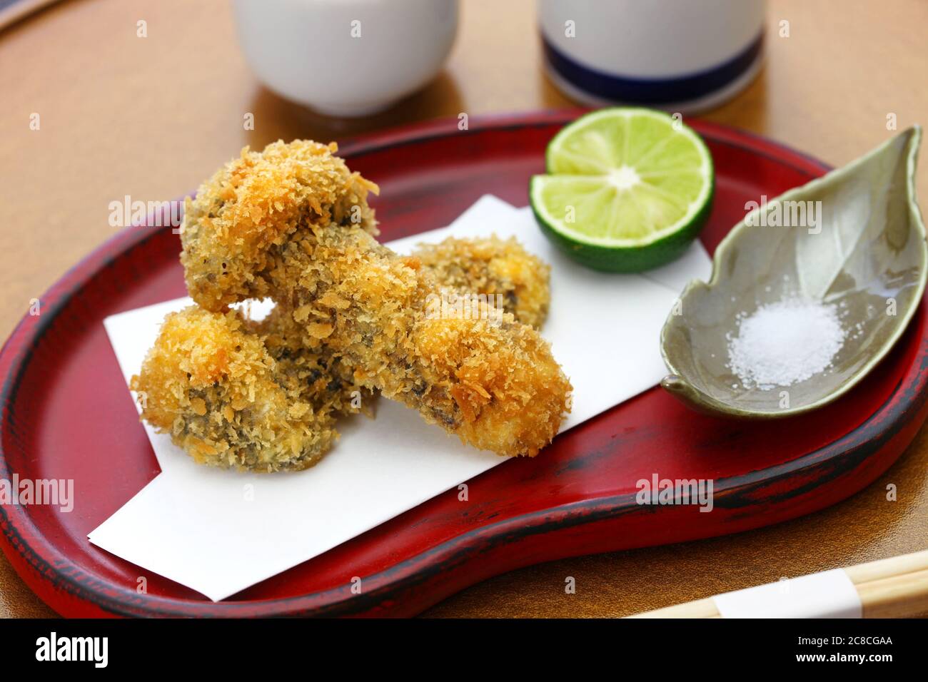 frittura di funghi matsutake, cucina giapponese Foto Stock