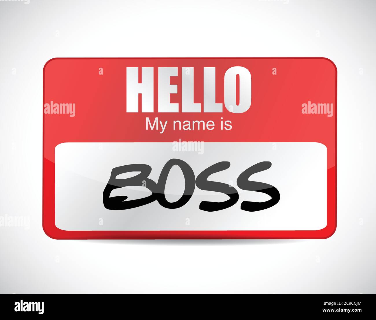 Disegno dell'illustrazione del tag del nome del boss su uno sfondo bianco Illustrazione Vettoriale