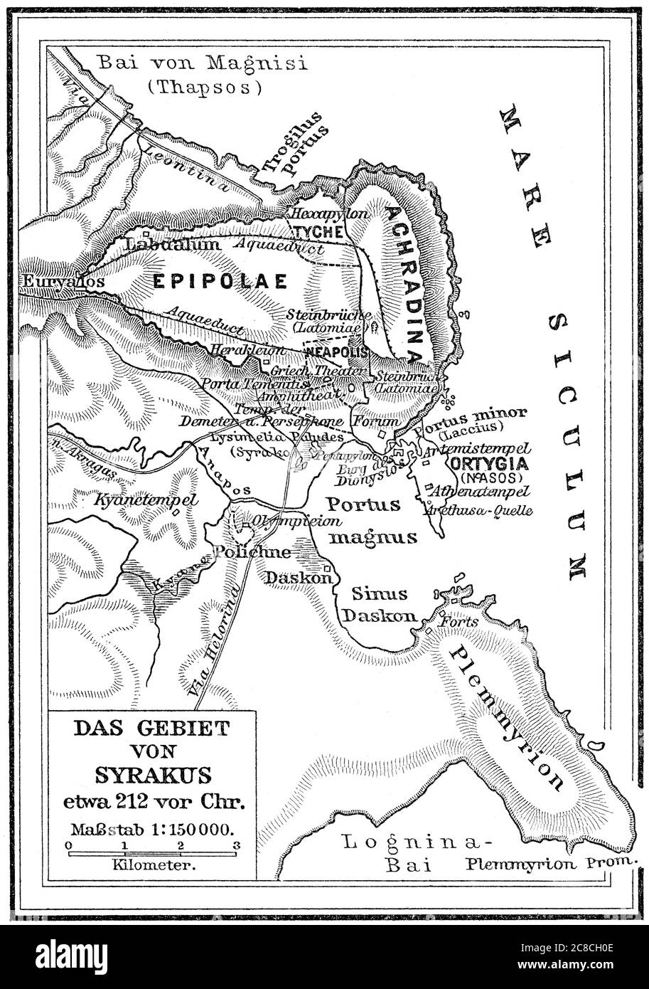 Mappa di Siracusa, 212 a.C. Foto Stock