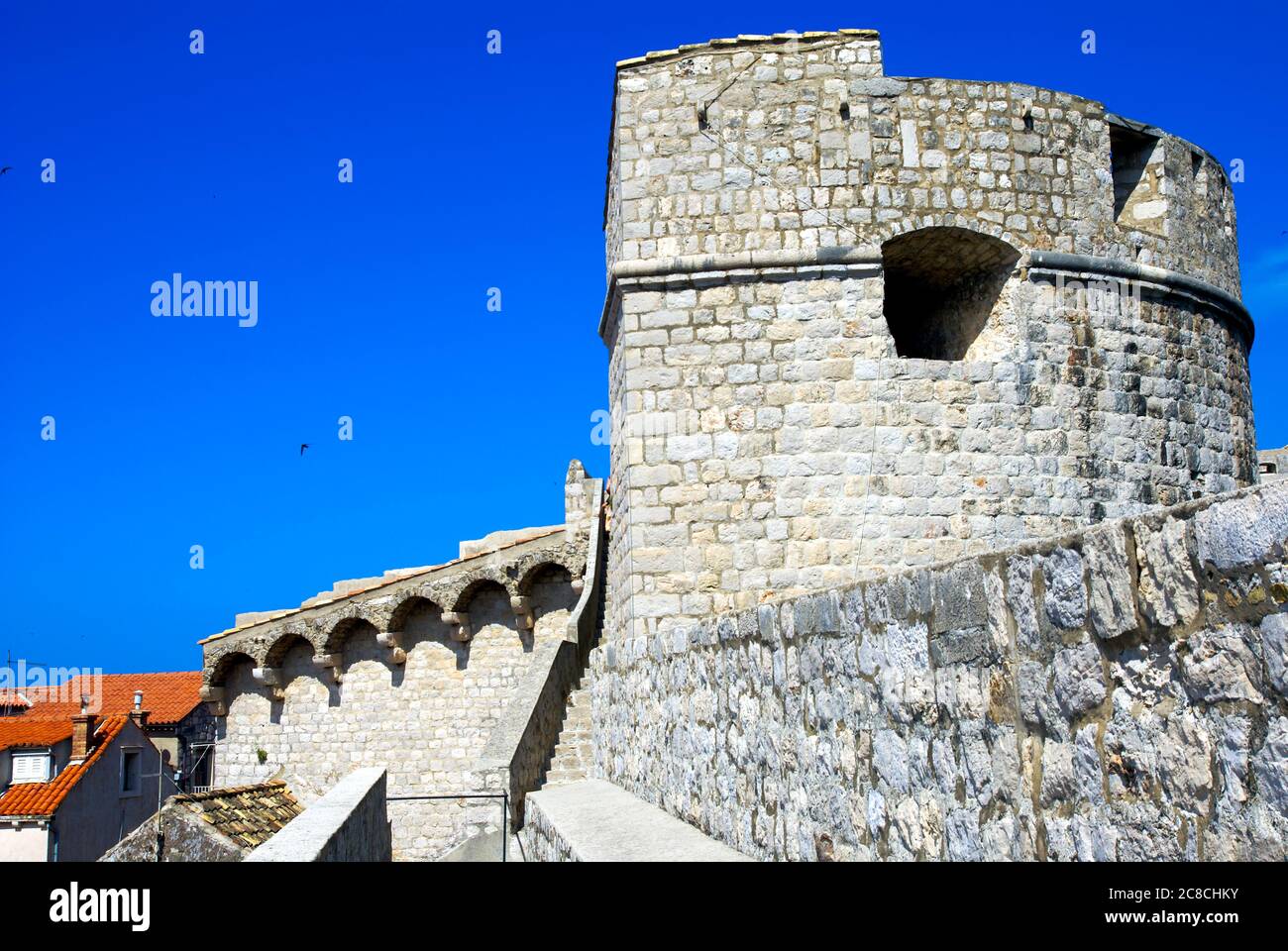 Croazia, Dubrovnik, la città vecchia cinta di mura della vecchia fortezza Foto Stock