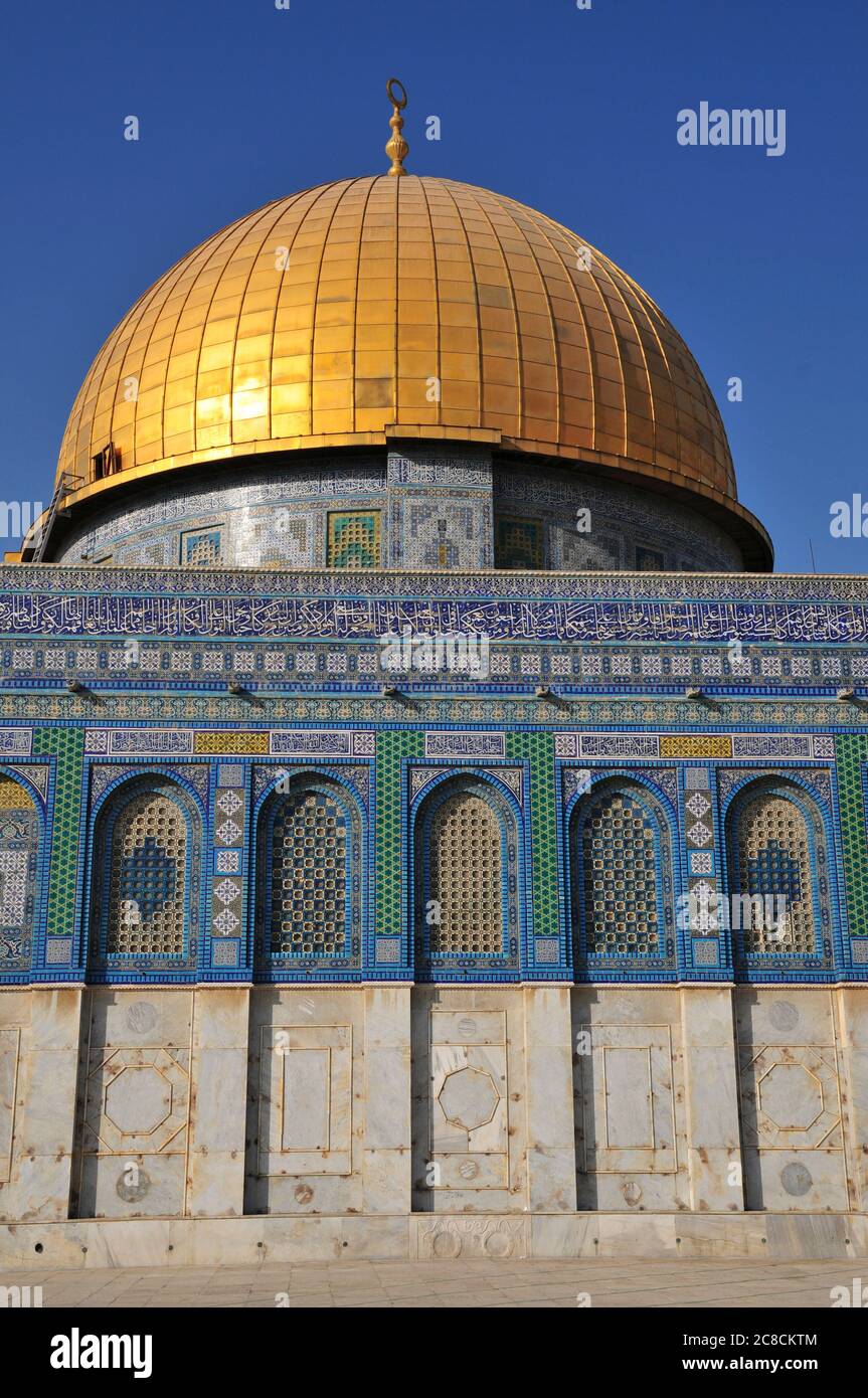 Israele, Gerusalemme la città vecchia, la Cupola della Roccia sulla Haram esh Sharif (Temple Mount) Foto Stock