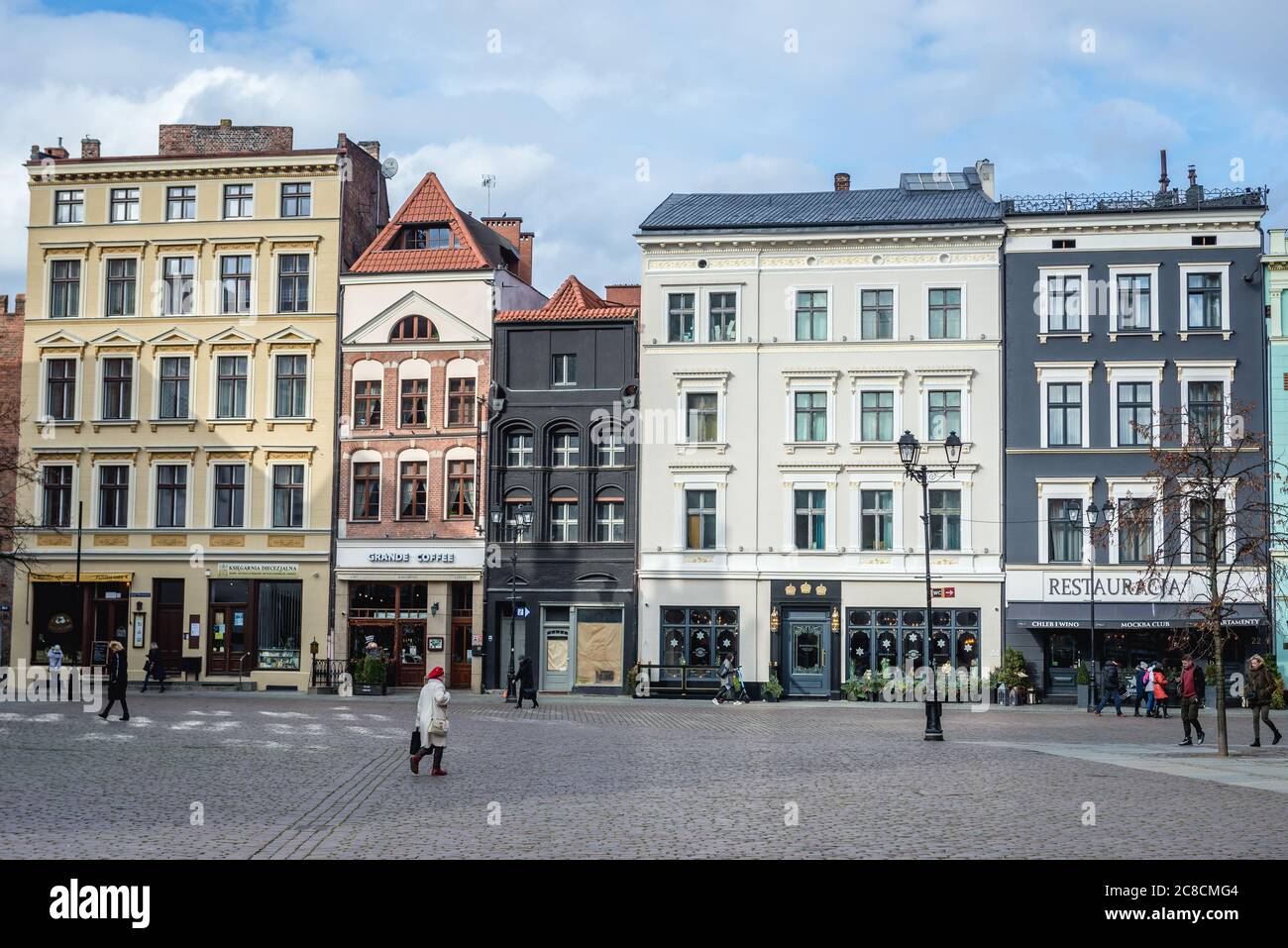 Case di locazione sulla piazza principale della Città Vecchia di Torun, Voivodato Pomeraniano Kuyaviano della Polonia Foto Stock