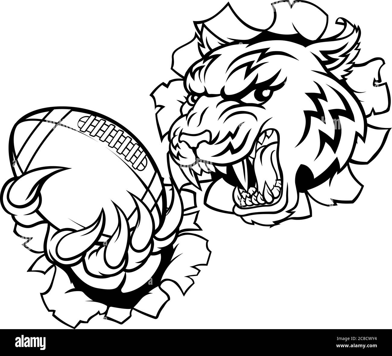 Tiger giocatore di football americano mascotte sportive Illustrazione Vettoriale Tiger giocatore di football americano mascotte sportive Illustrazione Vettoriale