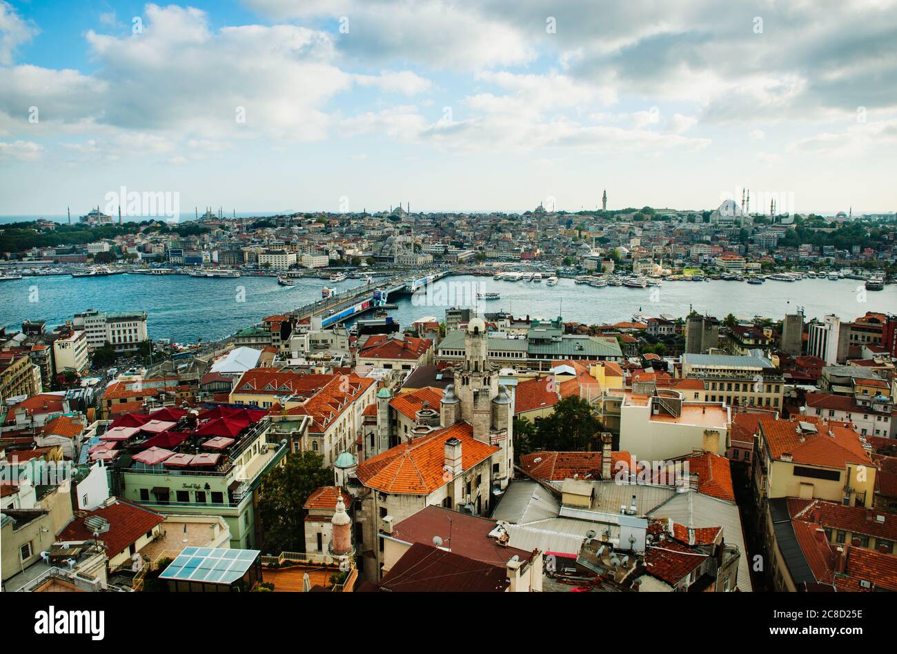 Paesaggio di Istanbul e lo stretto del Bosforo, Istanbul, Turchia Foto Stock