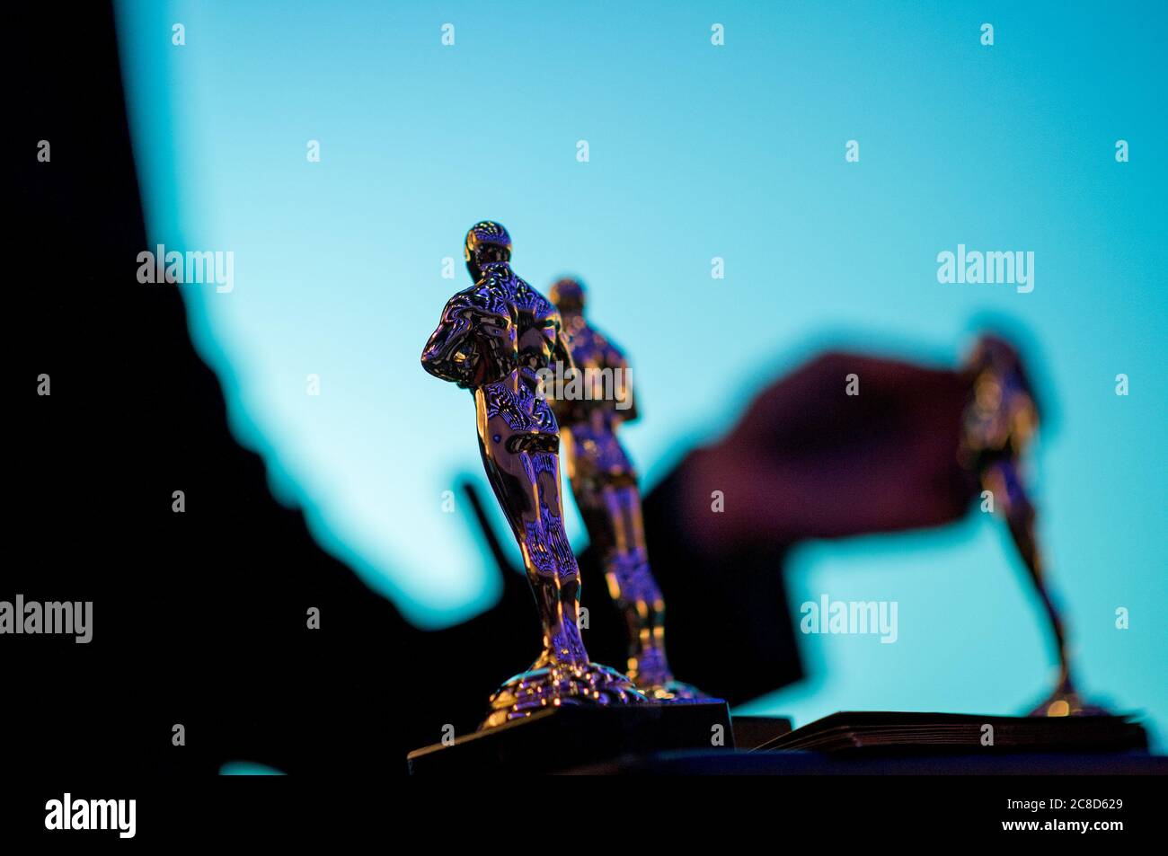 Premi per eventi aziendali con mini Oscar Statuettes Foto Stock