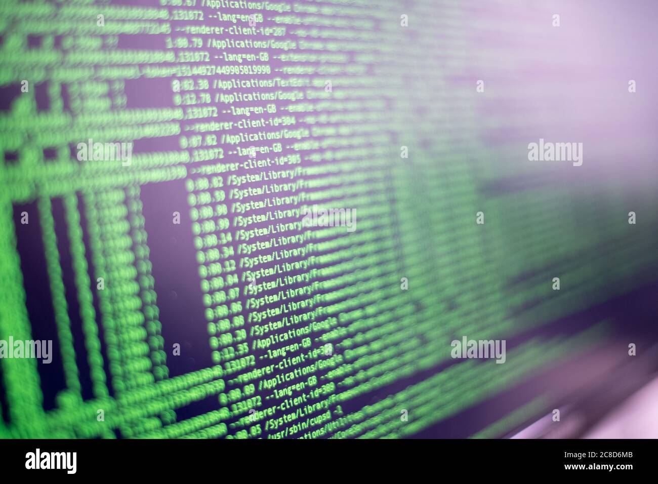 Monitor del computer che sta riproducendo il codice software Foto Stock