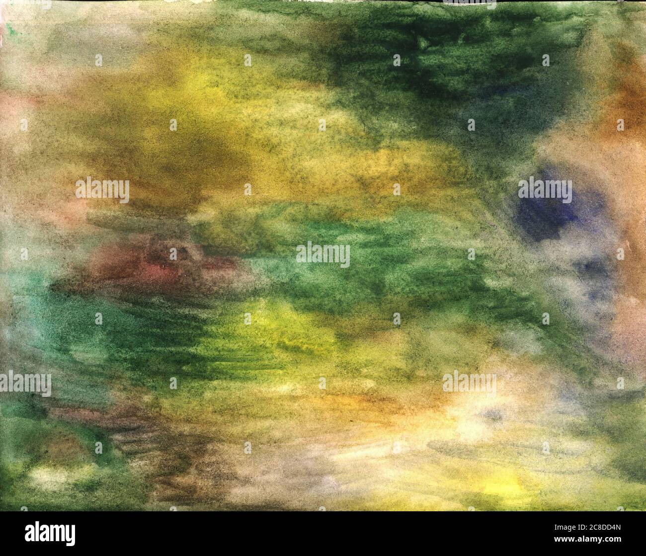 Tessuto acquerello verde e blu. Motivo a acquarello disegnato a mano per il design. Sfondo grunge artistico. Illustrazione raster. Foto Stock