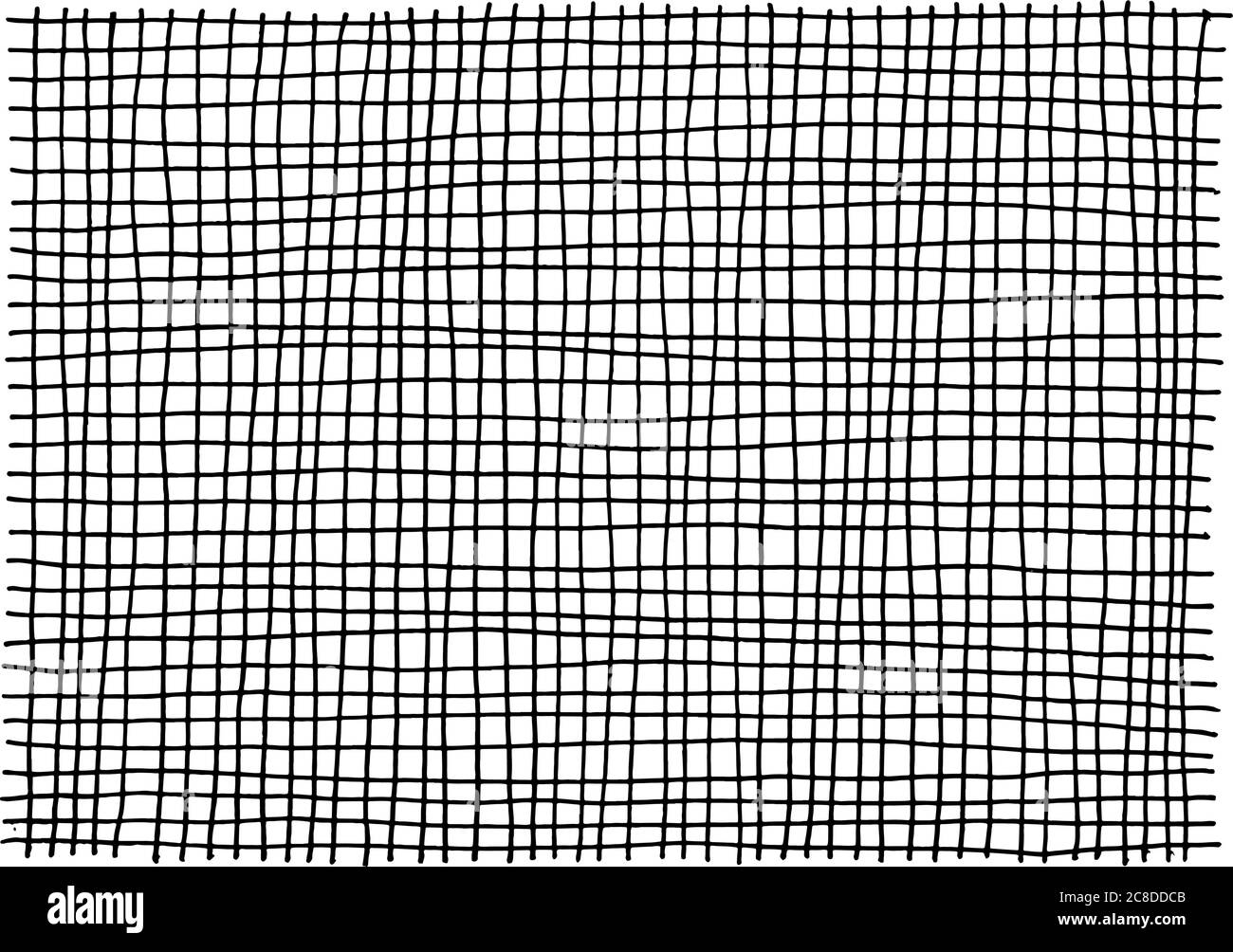 Inchiostro grunge tessuto disegnato a mano con motivo a gabbia quadrata. Sfondo a celle bianche e nere per la progettazione. Stile Street art. Linea di graffio art. Vector illustrer Illustrazione Vettoriale