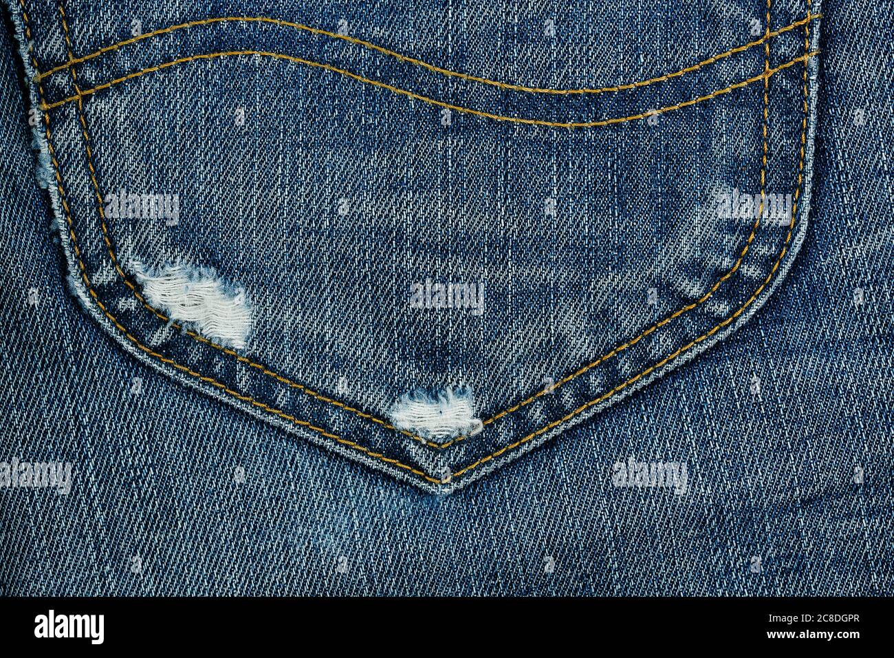 primo piano della tasca posteriore dei jeans Foto Stock