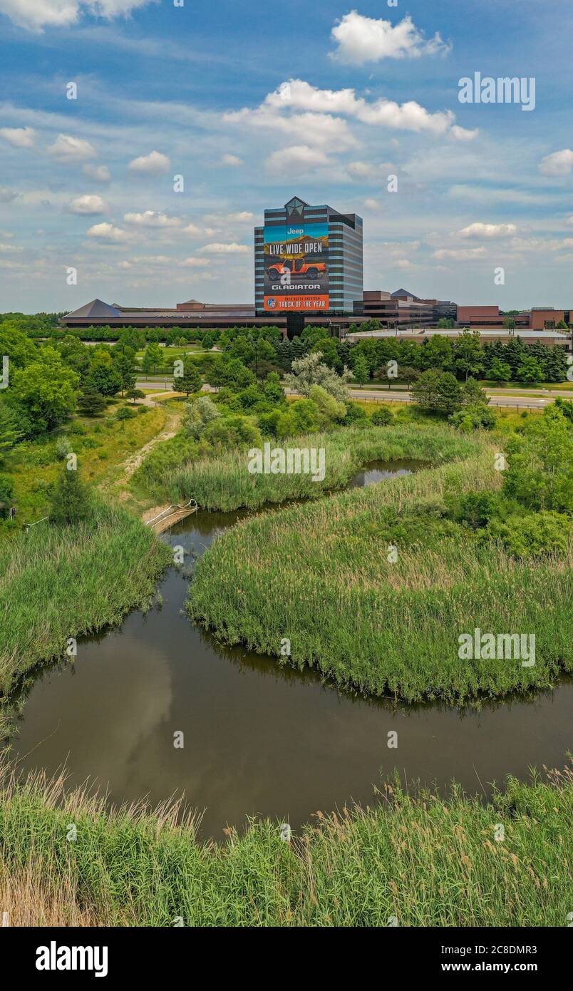 Auburn Hills, Michigan - sede centrale e centro tecnologico degli Stati Uniti di Fiat Chrysler Automobiles. Foto Stock