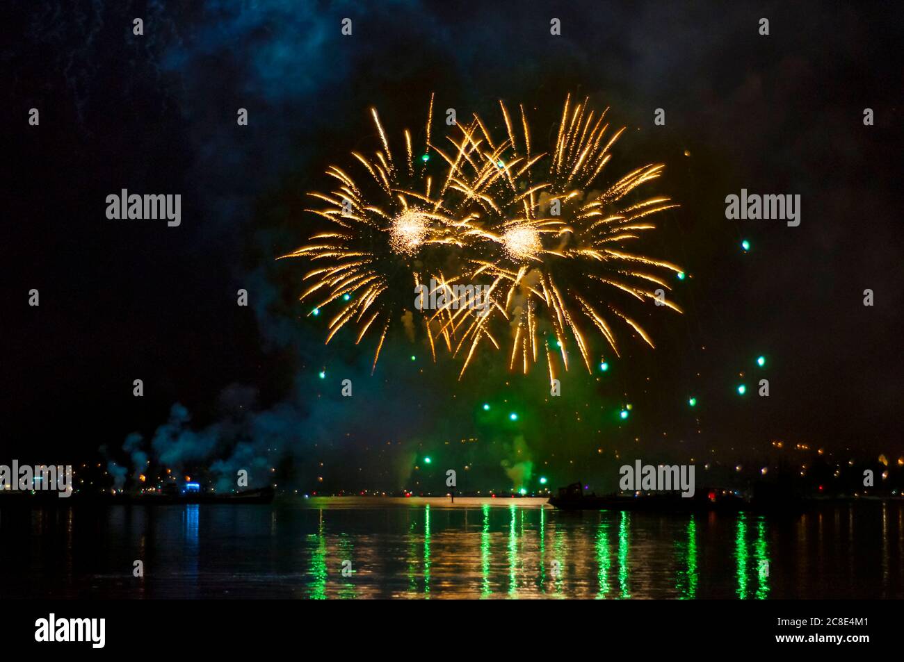 Germania, Baden-Wurttemberg, Konstanz, esposizione di fuochi d'artificio durante il festival notturno del lago di Costanza Foto Stock