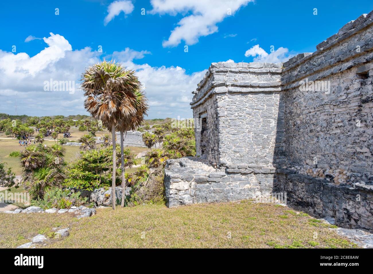 Antiche rovine maya presso il sito archeologico di Tulum sulla Riviera Maya in Messico Foto Stock