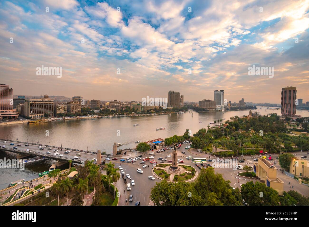 Egitto, Cairo, Nilo, Piazza Tahrir e Garden City Foto Stock