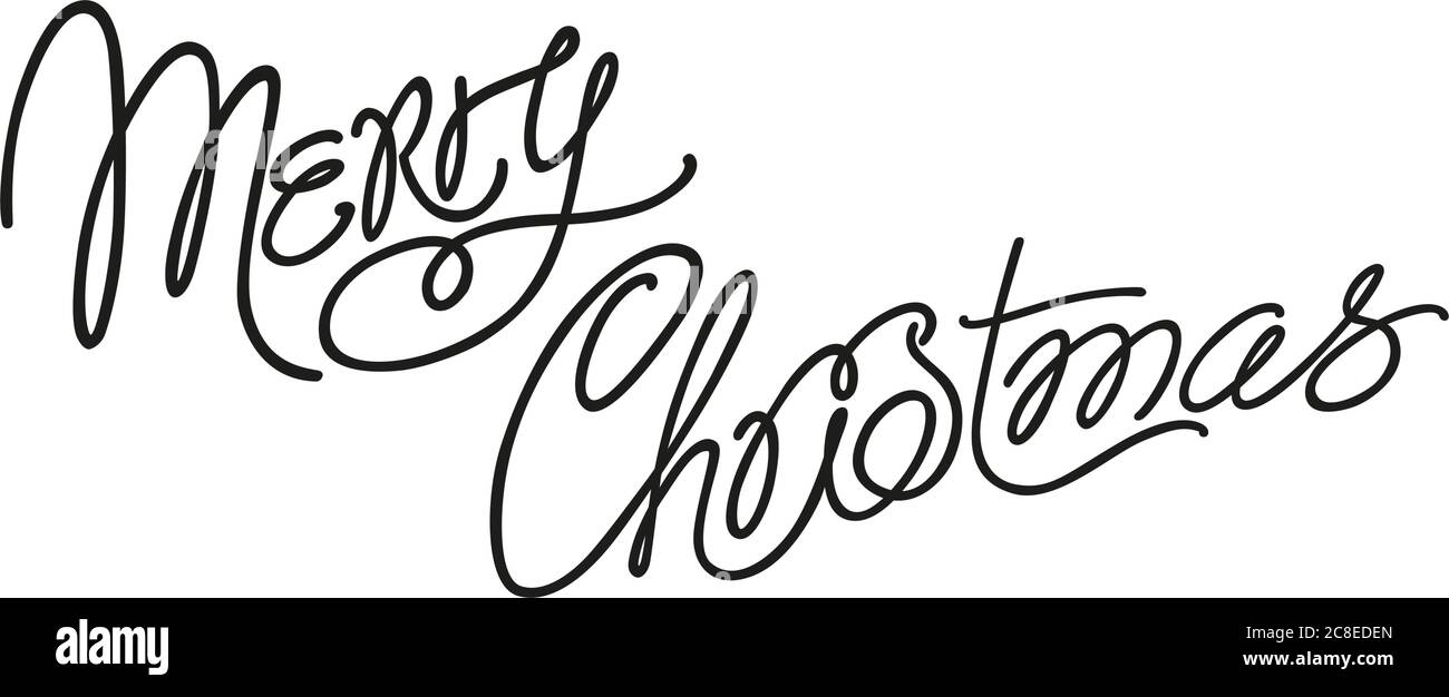 Buon Natale - un'iscrizione carina con ricci fatti a mano nello stile di monolina Illustrazione Vettoriale