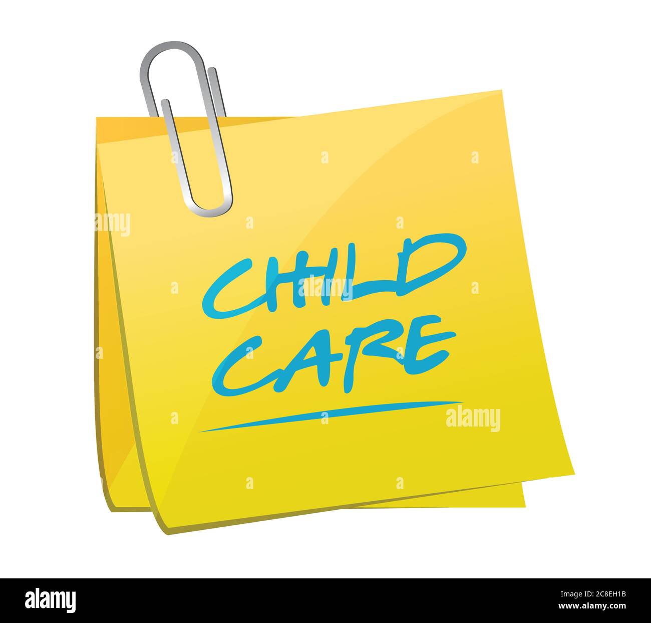 Illustrazione della nota di cura dei bambini su sfondo bianco Illustrazione Vettoriale