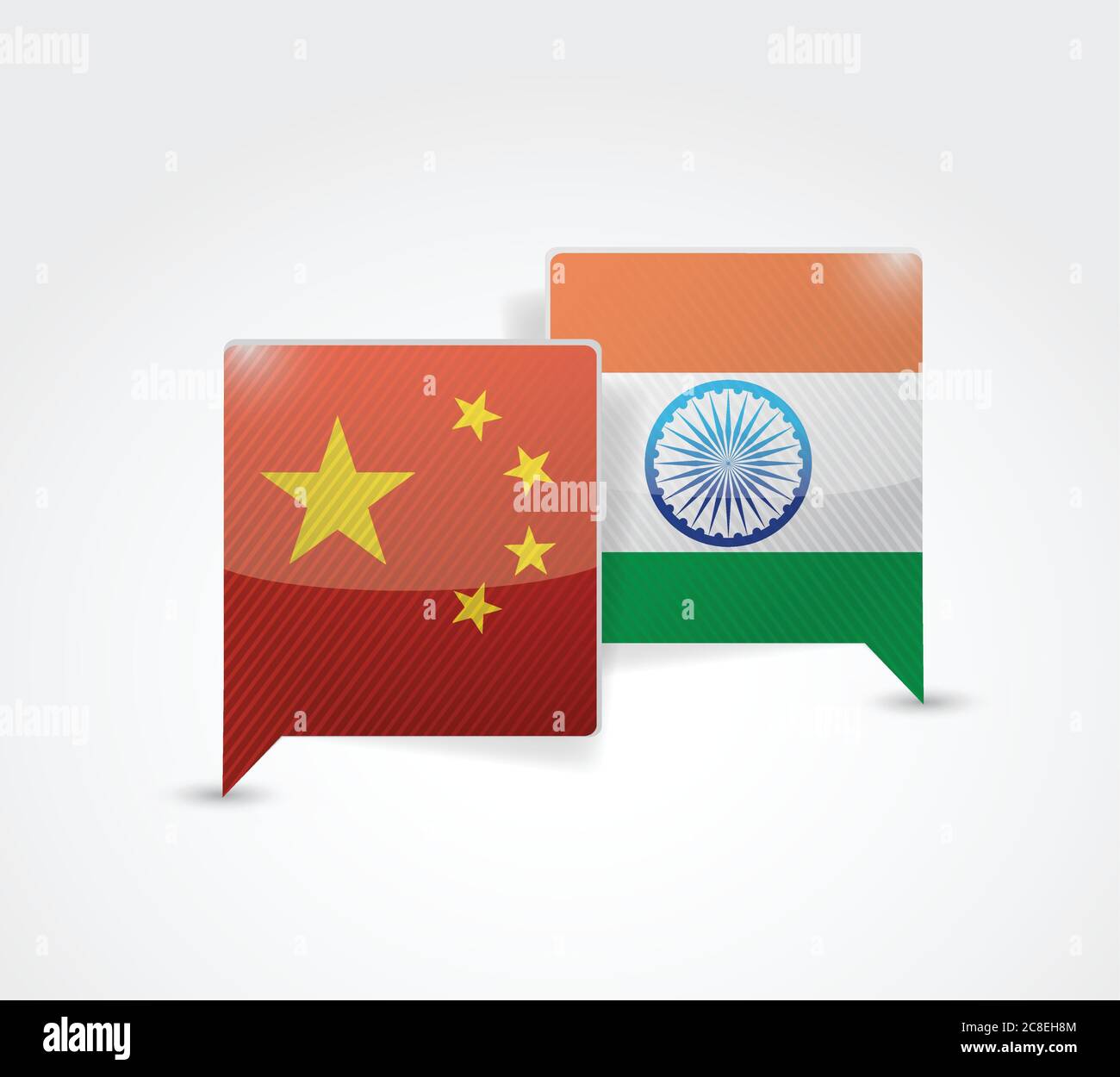 Cina e india messaggio bolla disegno illustrazione su uno sfondo bianco Illustrazione Vettoriale