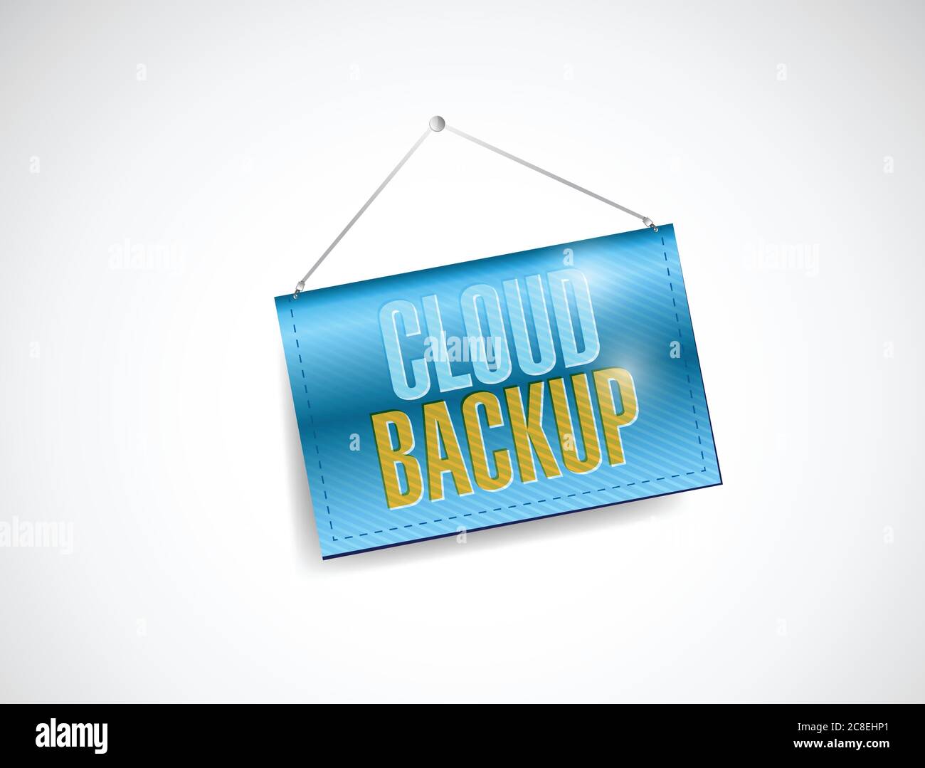 Disegno di illustrazione di banner di backup su cloud su sfondo bianco Illustrazione Vettoriale