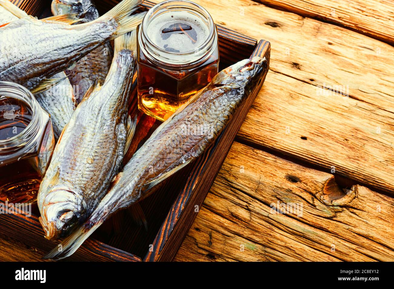 Pesce secco di sole, pesce salato per pesce birra. Salato o pesce di mare Foto Stock