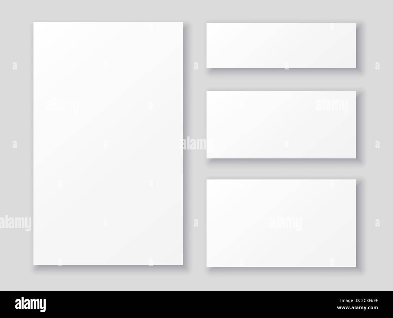 Opuscoli e poster in bianco bianco e nero, modelli in diversi formati. Illustrazione Vettoriale