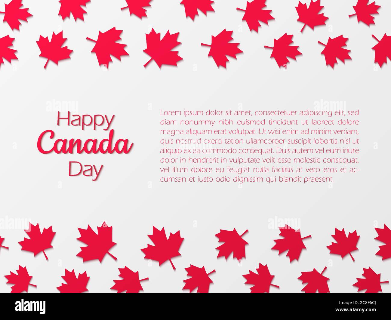 Happy Canada Day sfondo con carta tagliata foglie d'acero. Illustrazione Vettoriale