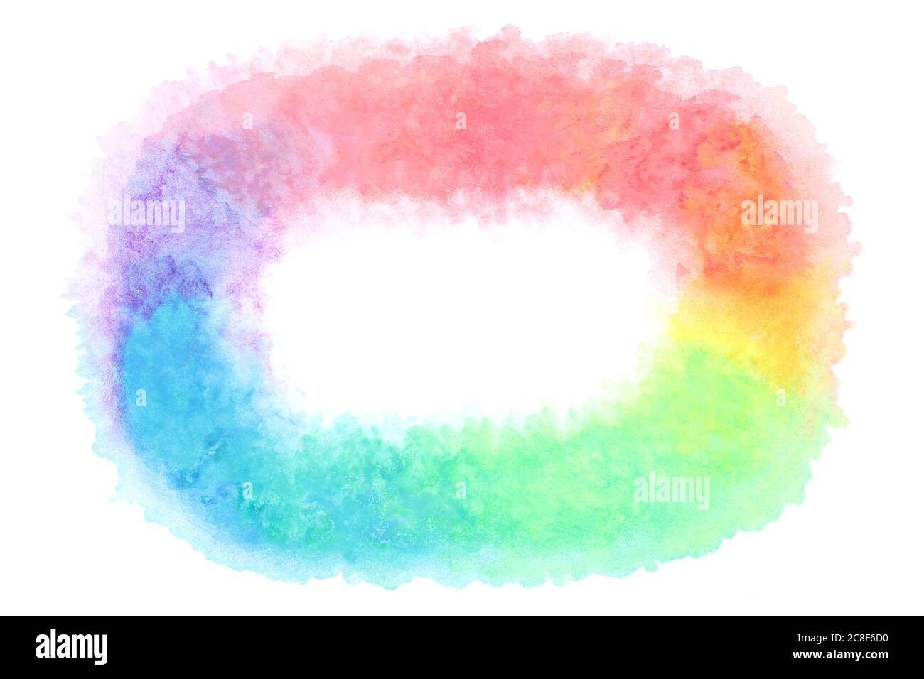 colorato rainbow frame astratto su naturale estate acquerello mano vernice texture sfondo Foto Stock