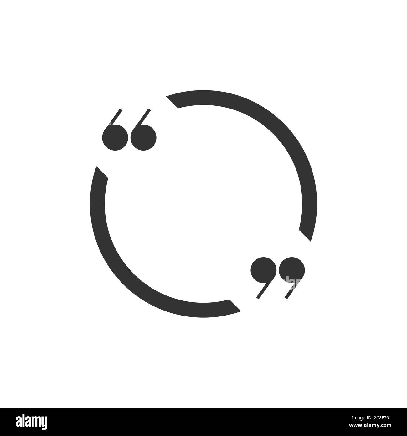 Bolla del parlato della chat nera con virgolette isolate su sfondo bianco. Icona piatta vettore. Tinta, suggerimento, citazione, citazione, comunicazione, educare Illustrazione Vettoriale