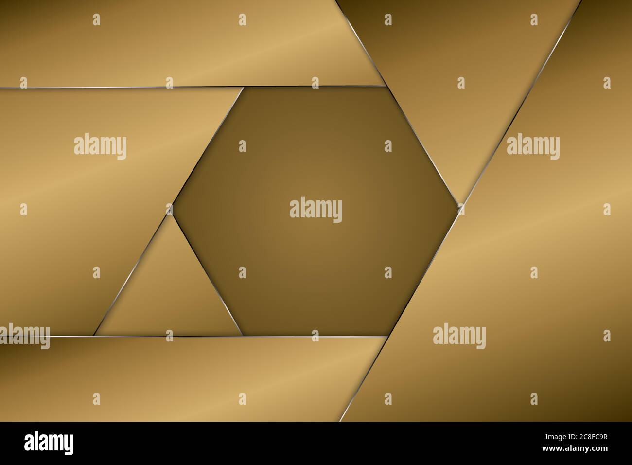 Sfondo metallico. Lusso di oro e argento forma poligono moderno design. Illustrazione Vettoriale