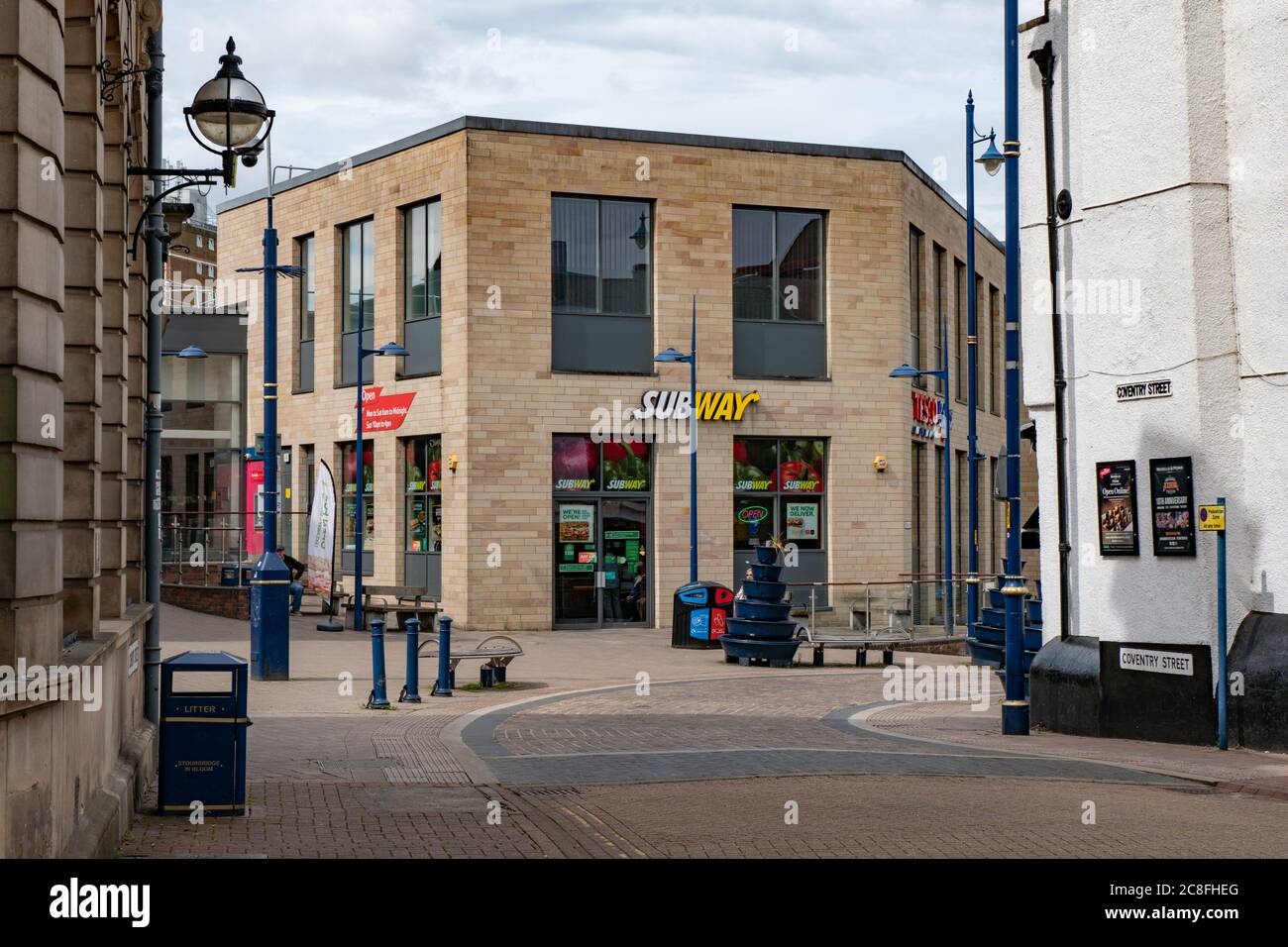 Servizio di prelievo della metropolitana nel centro di Stourbridge. West Midlands, Regno Unito Foto Stock