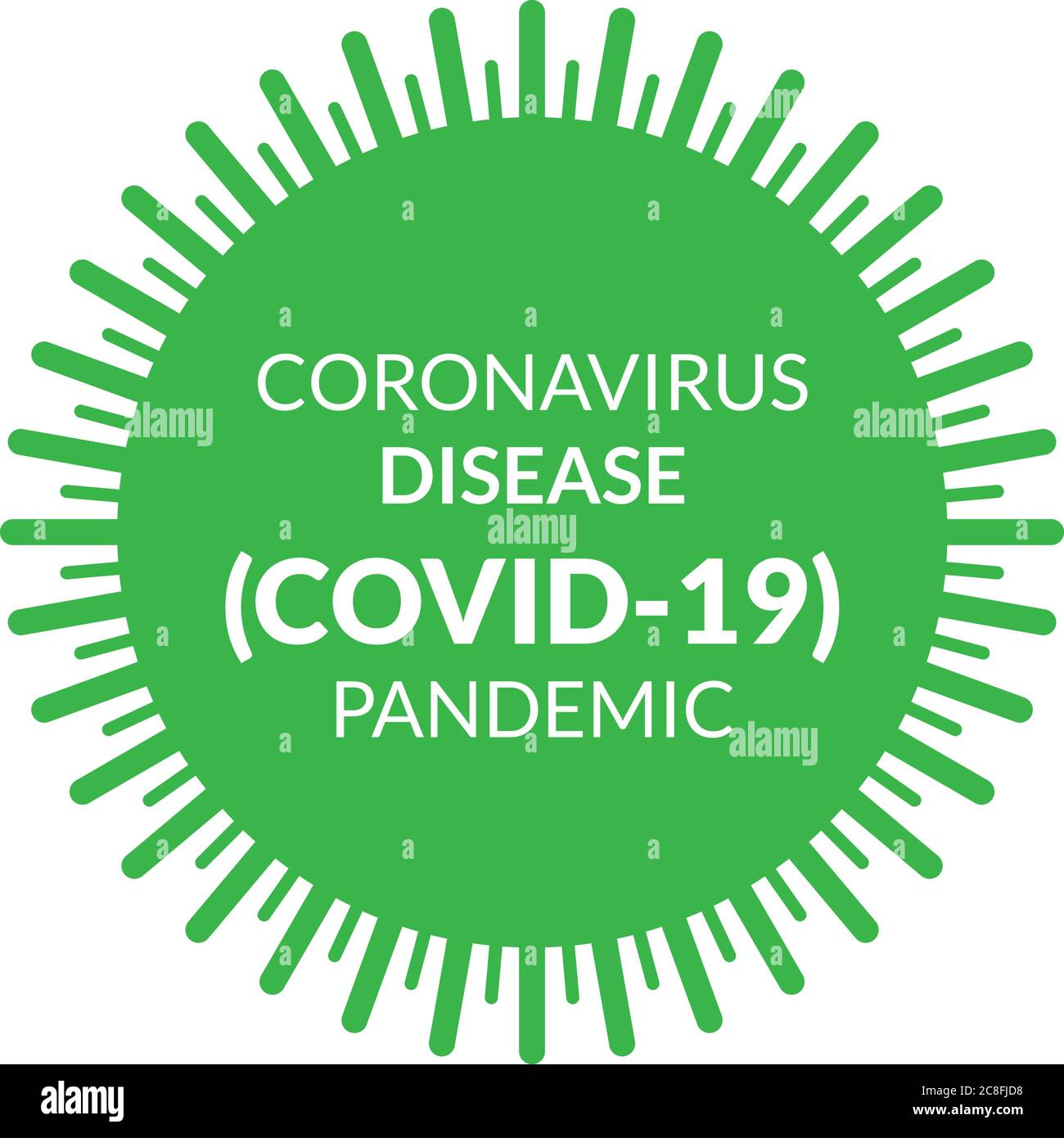 Icona vettore coronavirus. Elemento info-grafico . Icona cella con testo. Icona del segno di virus corona. Polmonite. COVID-19 NCOV-2019 Corona Virus Abbreviazione. Illustrazione Vettoriale