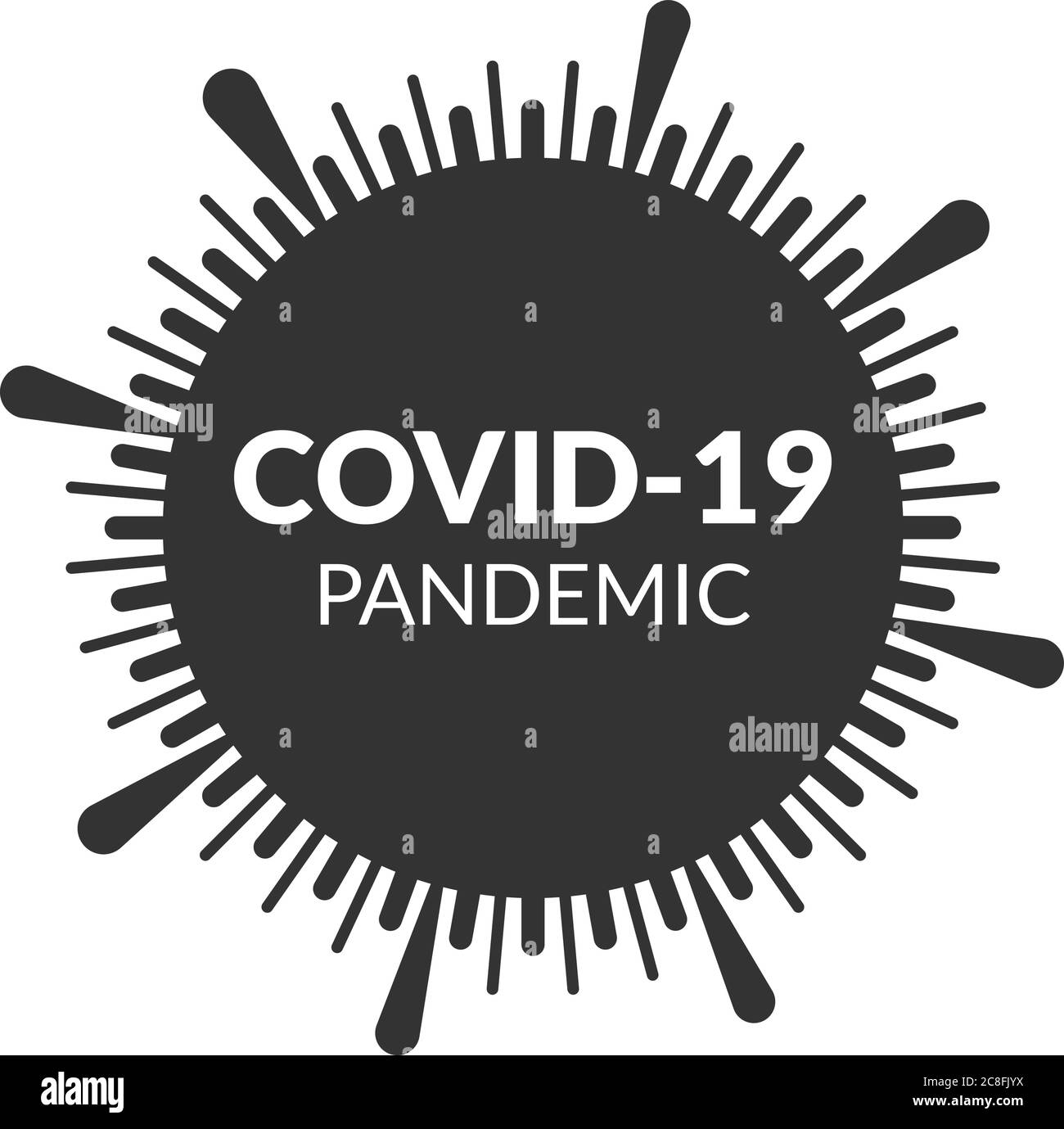 Simbolo COVID-19 del coronavirus. Icona. Prevenzione della covide. Allarme pandemico globale. Illustrazione del vettore isolato. Illustrazione Vettoriale