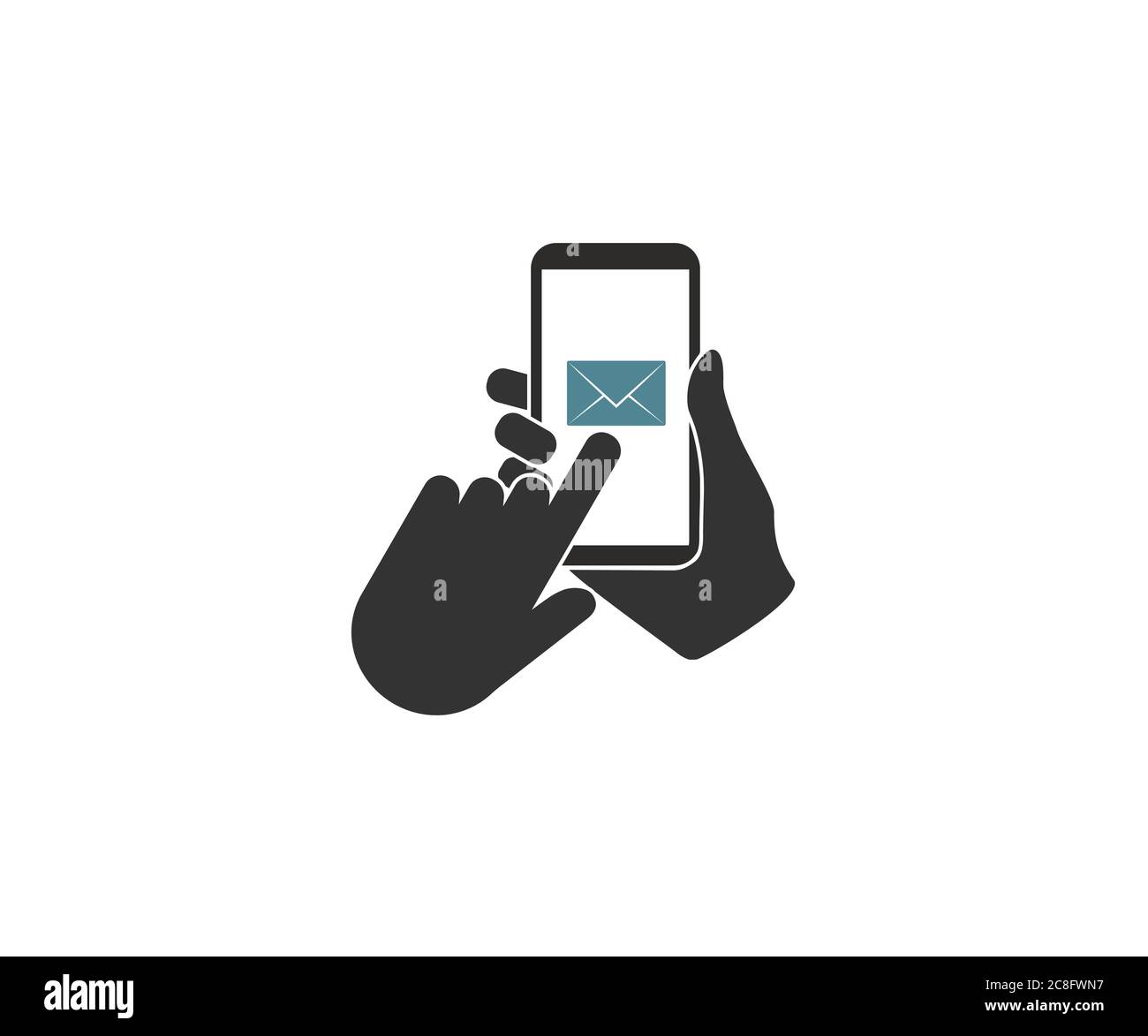 Telefono cellulare in mano, messaggio. Illustrazione vettoriale, design piatto. Illustrazione Vettoriale